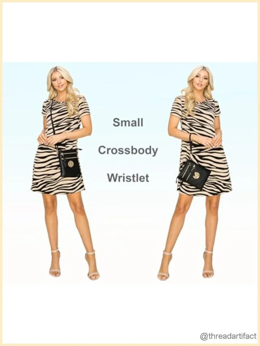 Faux Leather Crossbody Bag with Detachable Wristlet Multi Zip Pockets
